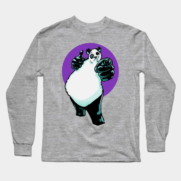 Buddy Panda with Purple Background Long Sleeve T-Shirt by MSerido